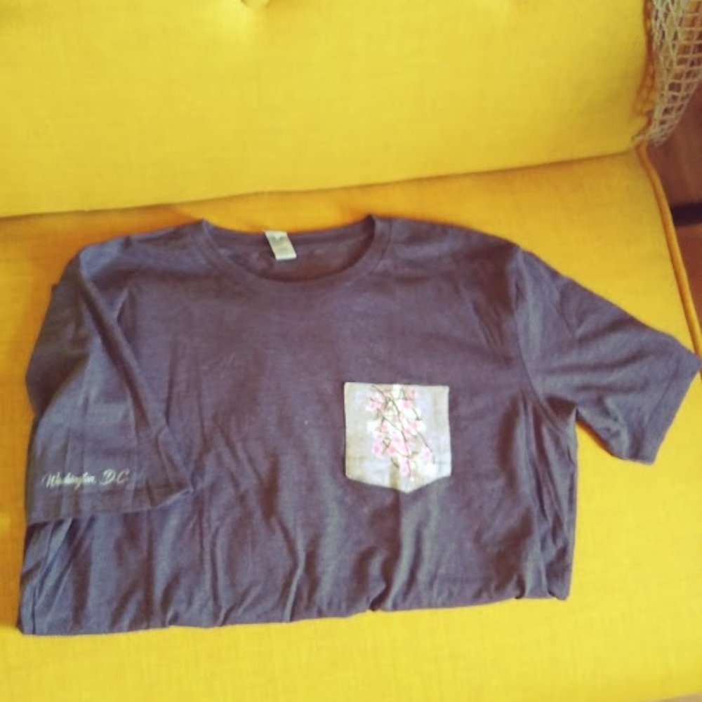 Cotton Heritage Washington, DC Gray Cherry Blossom Pocket T-Shirt Sz 2XL
